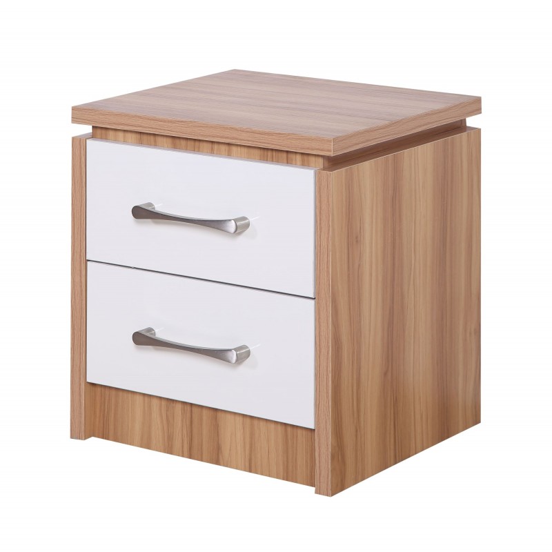 DC Conrad 2 Drawer Bedside Cabinet White/Oak